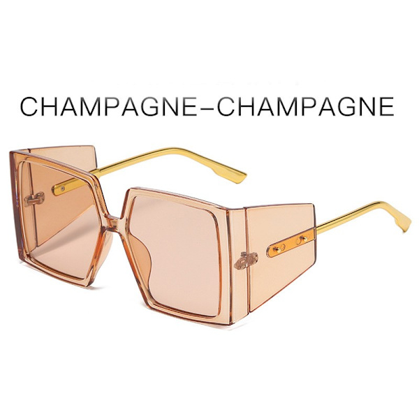 Kvindernes Rimless Oversized Studded Solbriller Gradient Linse Nitte Mode