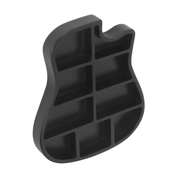 Trägitarrplockhållare Gitarrformad 9 Fack Multifunktionell Plectrum Tillbehör Förvaringslåda Svart