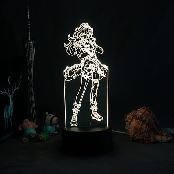 Genshin Impact Figur 3D Illusion Lampe til Soveværelse Dekoration LED Lys Atmosfære Sengebord Natlamper Børnegave DeLuco