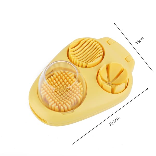 3-i-1 Egg- og Fruktskiver - Ny terningkutter i rustfritt stål for hardkokte egg, jordbær, druer og sopp - Oppvaskmaskinsikker Multi Yellow