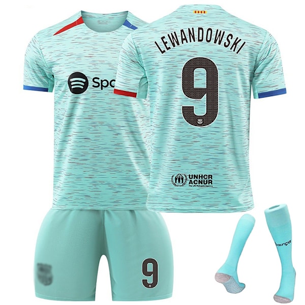 Herr/Barn 2024 Ny Fotboll Aktivkläder FCB #9 LEWANDOWSKI Fotbollströjor Mode Sport T-shirt Grön 20 No.9