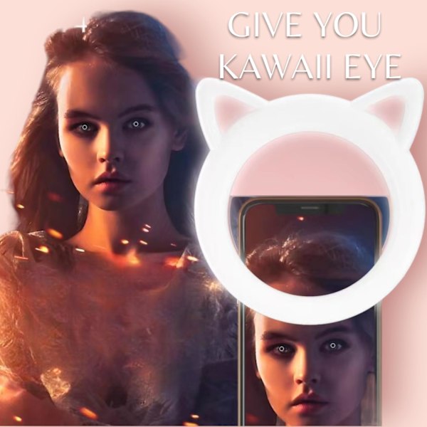 Kauneusvalo 9 säädettävällä kirkkaustasolla, 6'' kannettava klipsikiinnitteinen selfie-valo ladattava 100 LED puhelinvalo pink