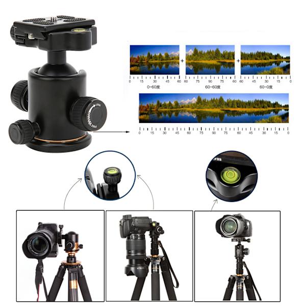 BK-03 Aluminiumlegering Dämpande Universell Stativkulled med Nivå för DSLR-kamera