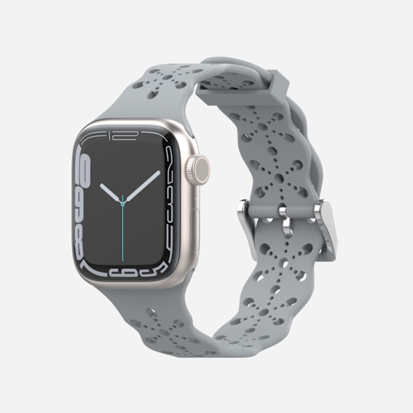 Klockarmband Apple iWatch  6/5/4/3/2/1 Generation SE ihålig spets solid silikonband --- Molnigt grått（38/40/41MM）