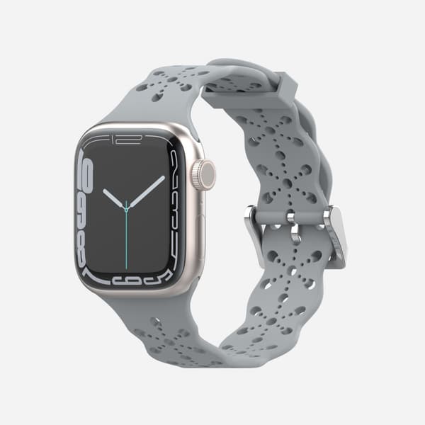 Klokkerem Apple iWatch 6/5/4/3/2/1 Generasjon SE Hul Blonder Solid Silikonrem --- Cloudy Gray (42/44/45MM)