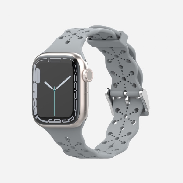 Watch Apple iWatch 6/5/4/3/2/1 Generation SE Hollow Lace Solid Silikonrem --- Cloudy Grey（42/44/45MM）