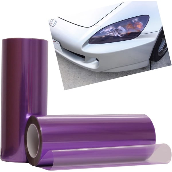 11 X 118 Inches Self Adhesive Headlight, Tail Lights, Fog Lights Tint Vinyl Film (Purple)