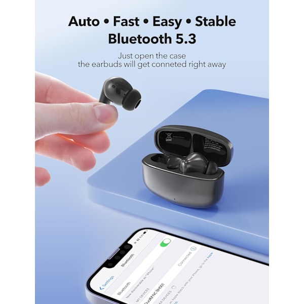Hybrid ANC trådløse ørepropper, Fordyp deg i oppslukende lyd med dyp bass, lang spilletid og 3 Eq-innstillinger, Oppgrader din lydopplevelse