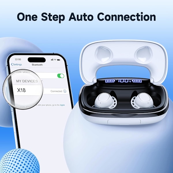 Bluetooth-kuulokkeet Langattomat nappikuulokkeet 120 tunnin toistoaika IPX7-vedenpitävät kuulokkeet Digitaalinen virranäyttö Kuulokkeet latauksella