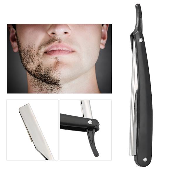 Barber Barberkniv Lige Kant Hårklipper Salon Foldbar Klinge Barberkniv med Klinge Sort