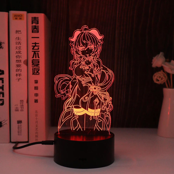 Genshin Impact nattlampa 3D Illusion Lamp Hot Game Light för sovrumsdekor LED Light Atmosphere Sängbordslampor Barnpresent