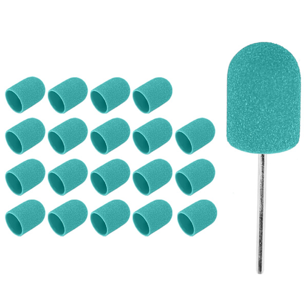 Nagelkonst slipkapsel nagelborrbitar polering slipning slipband set (16 x 25mm) Grön