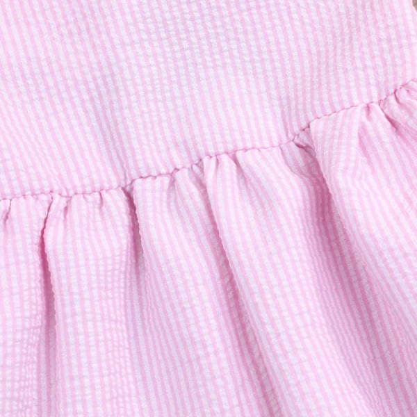 Tyttömekko Cool Summer Nuori Tyttö Sininen Raidollinen Pitsi Hihnat Juhla Pageant Mekko---Pinkki  （100 Y）