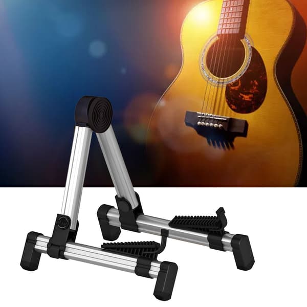 Gitarr A-ramställ Slitstarkt Stabil Prestanda Hopvikbar Elgitarr A-ställ Ställ för Ukulele Silver