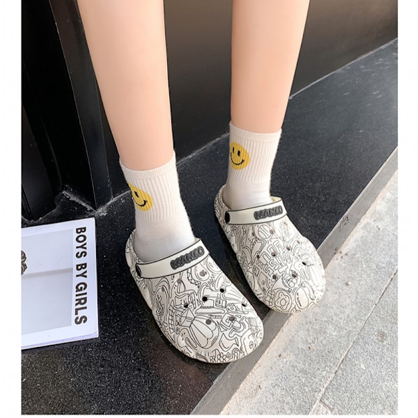 Unisex trädgårdsträskor skor kvinnor män sommar slide på sandaler-vit(38/39 EU)