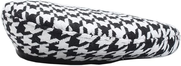 Lyxig Houndstooth-mönstrad Beret-mössa för kvinnor