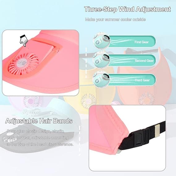 Dame Fan Visor - Fan Visor - 3-positions justering og stor solbeskyttelse pink