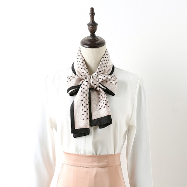 Fyrkantig silkesatinscarf, huvud- och halsscarf för kvinnor, hårsnodd, accessoar, svart-rosa