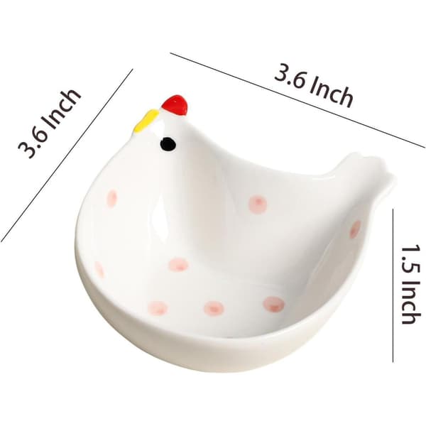 4-pack söta kycklingformade keramiska sidorätter - prickig design stapelbara kryddfat, sojasåsskålar och aptitretare 4PCS