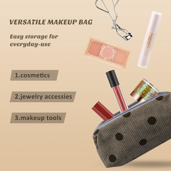 Kosmetiikkalaukku naisille, vakosamettinen meikkilaukku matkalle, meikkitarvikkeiden järjestäjä, pieni meikkilaukku käsilaukkuun, vetoketjullinen kannettava säilytys Gray