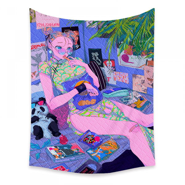 Wekity Anime Gobelin Æstetisk Kunst Hjem Baggrund Stof Dekoration Gave Boho Gobelin til Stue Soveværelse Dekoration (614-23, 51 X 59 tommer )