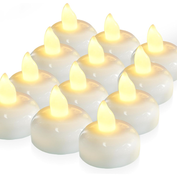 WJ12312 Pakke med 200 timer flammefrie flytende lys, varm hvit LED-flimrende teelys i bulk, dekor for bryllup, fest, seremonier