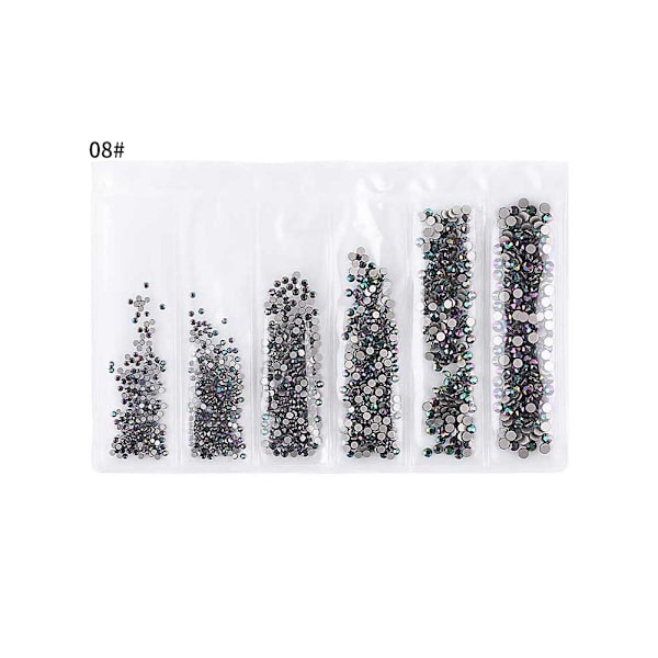 Nail Art DIY Glitter Rhinestone Manicure Tool Flat Base Mini Beads Decoration (#8)