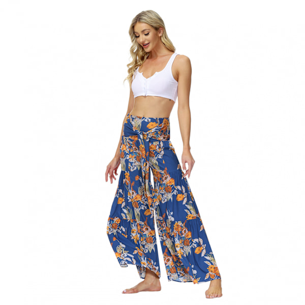 AVEKI Print Elastiska högmidjade Flare Leg Bell Bottom Byxor, FKBB008, XL