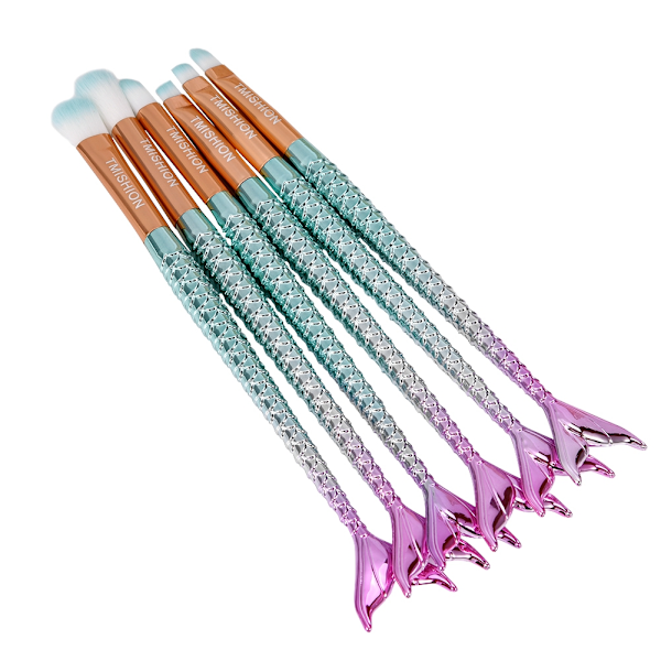 TMISHION Professionell 6-delad Makeupborste Set Puder Kontur Ögonskugga Läppborste Ögon Kosmetika
