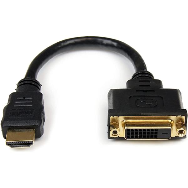 HDMI hane till DVI hona-adapter - 8 tum - 1080p DVI-D könsväxlarkabel (HDDVIMF8IN), 2-pack