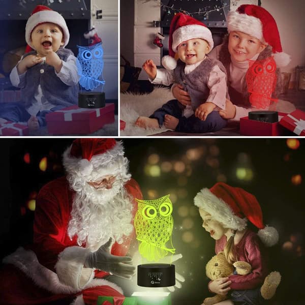 WJ 2-pakke ugle 3D illusjonslampe, 3D gorilla-lampe