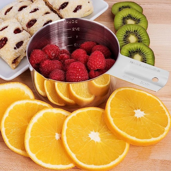 304 Rostfritt Stål Stor Mängd Kopp, Kök Mätkopp, Rostfritt Stål Mätkopp Set (1 Styck, 2 Koppar)