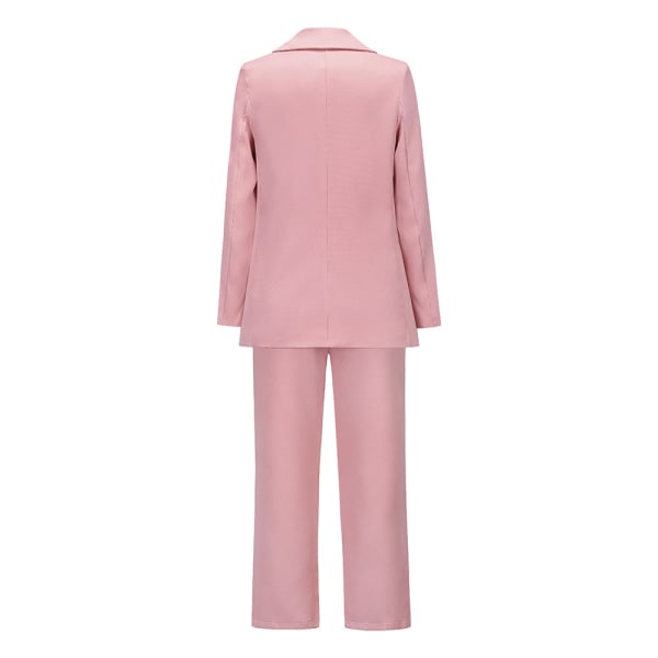 Dress Suit Høst/Vinter 2021 Stor Slips Dobbeltspent Dressjakke Casual Rett Bukse Sett (Rosa)