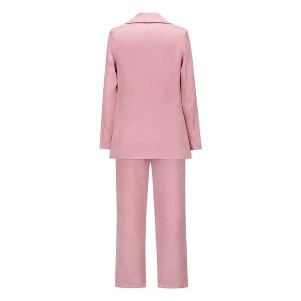 Kostym Höst/Vinter 2021 Stor Slag Dubbelknäppt Kavaj Casual Raka Byxor Set (Rosa)