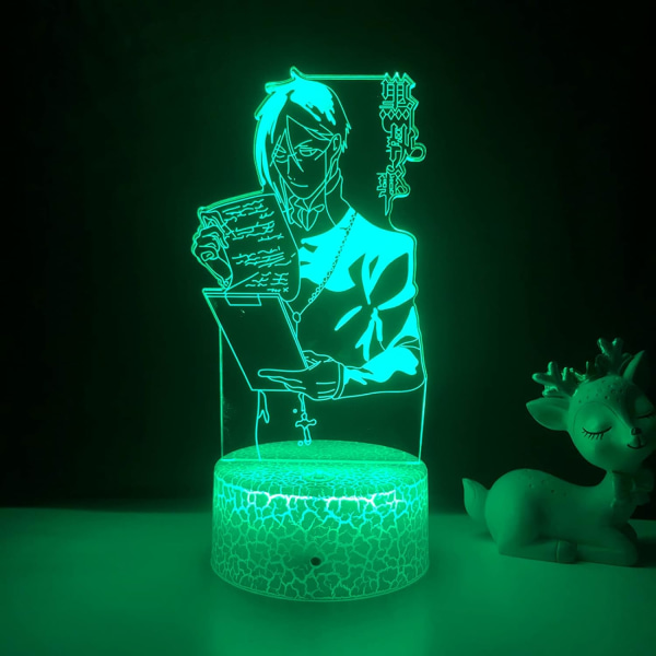 Anime Light Musta Butler Led Yövalo Makuuhuoneen Koristeluun Värikäs Yövalo Anime Lahja 3D Lamppu Musta Butler
