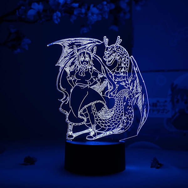 Tohru Dragon Maid Otaku-lampa – Miss Kobayashi's Dragon Maid – Anime-lampafigur nattlampa, 16 färger RGB LED – Fjärrkontroll, 3D Anime Roo