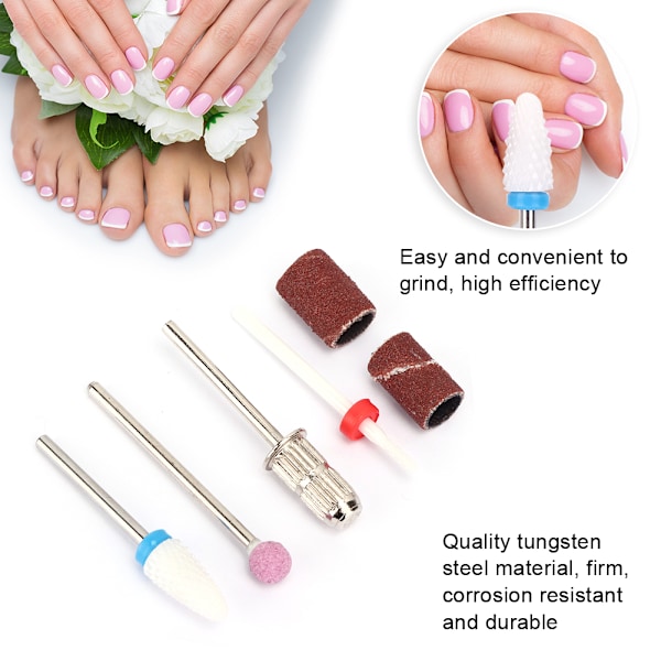 Tungstenstål nagelborr set nagelslipningshuvud poleringsverktyg manikyrtillbehör FD-1