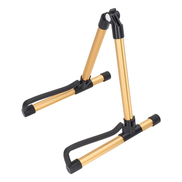 Sammenleggbart gitarstativ Justerbart metall sammenleggbart instrumentstativ for strengeinstrumenter Gull