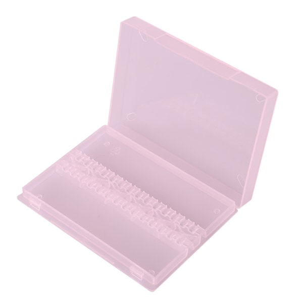 14 Holes Professional Nail Art Polishing Grinding Drill Bit Holder Display Storage Box Pink