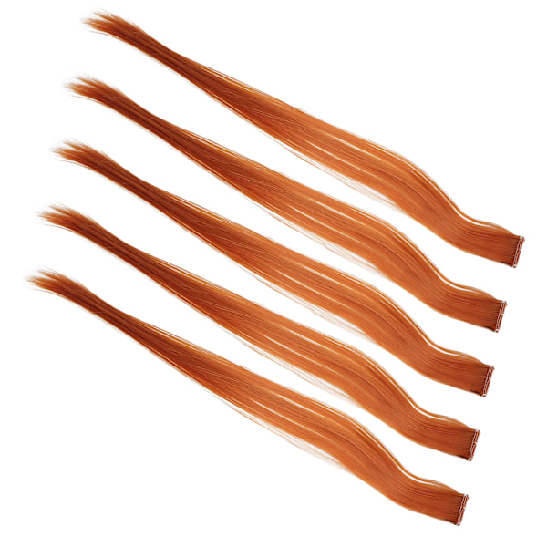 5 stk. Clip-in hårstykker Farvet lige hårextensions Clip hårstykke Clip til fest CosplayOrange