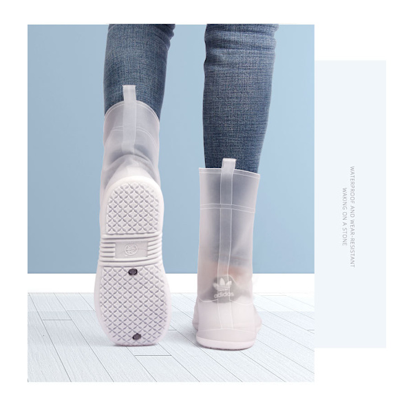 Silikoniset sadeviitta-kengänsuojukset, vedenpitävät, liukumattomat, uudelleenkäytettävät, unisex, valkoiset (XXXL, 42/43, 1 pari)