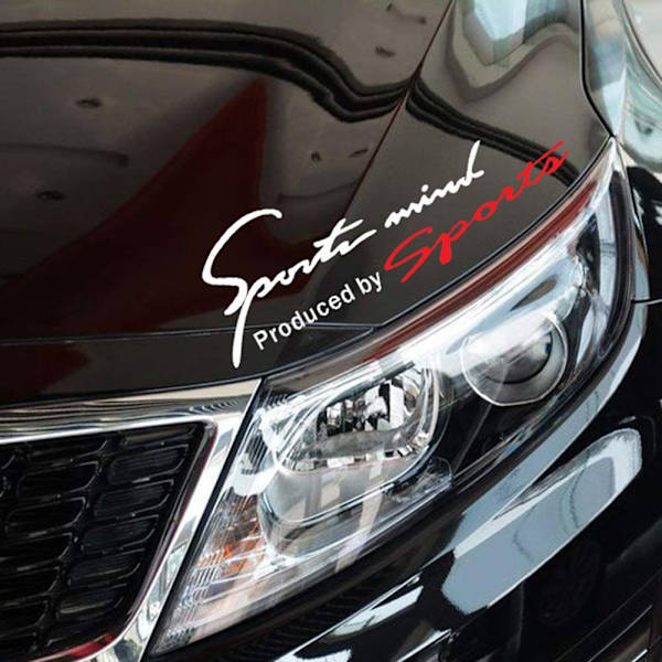 Sports Style Bil Front Cover Klistermärke Ljus Ögonbryn Reflekterande Auto Dekaler DIY Kaross Vinyl Klistermärke(Vit&Röd)