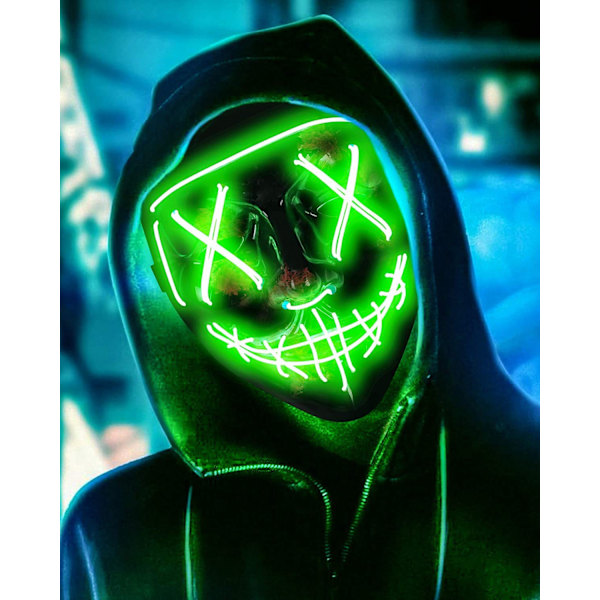 Halloween LED Skummel Kult Maske