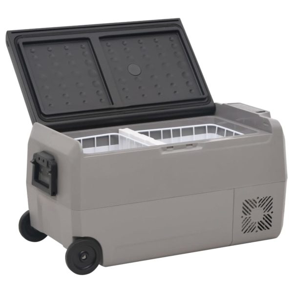 Kylbox med hjul & handtag 50L svart & grå PP & PE