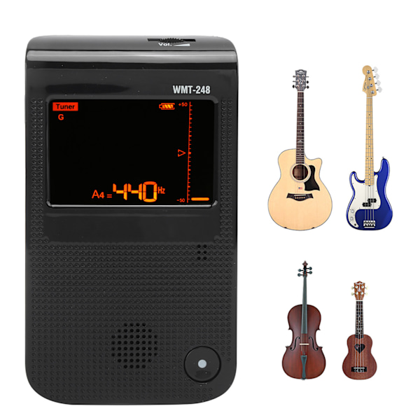 Elektrisk metronom tuner, uppladdningsbar, exakt, universell för gitarr, piano, fiol WMT‑248Black