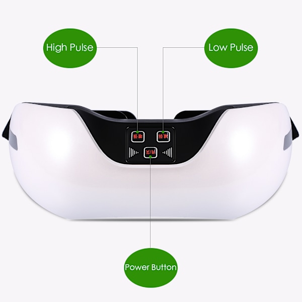 Uppladdningsbar 3D Elektrisk Grön Ljus Ögonmassager Trötthet Huvud Stressavlastning Behandling Vit