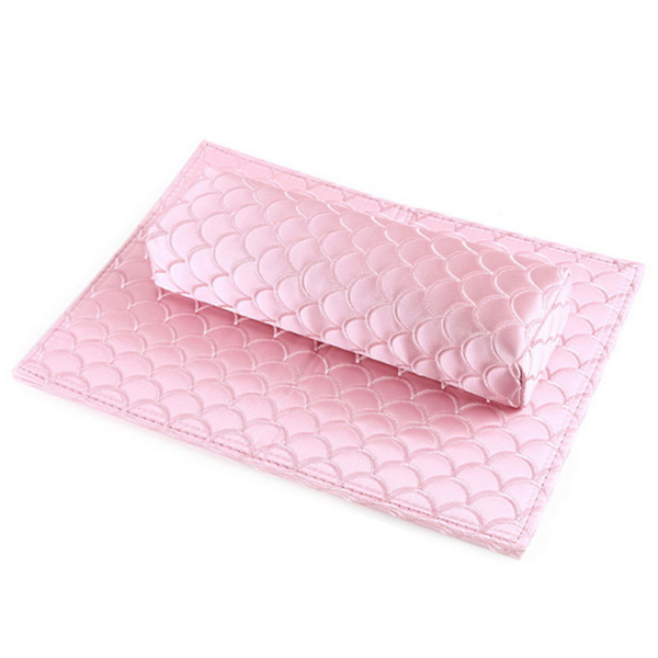 2 st vikbara mjuka silkesnaglar handkudde handkudde för armstöd manikyr salong (rosa)