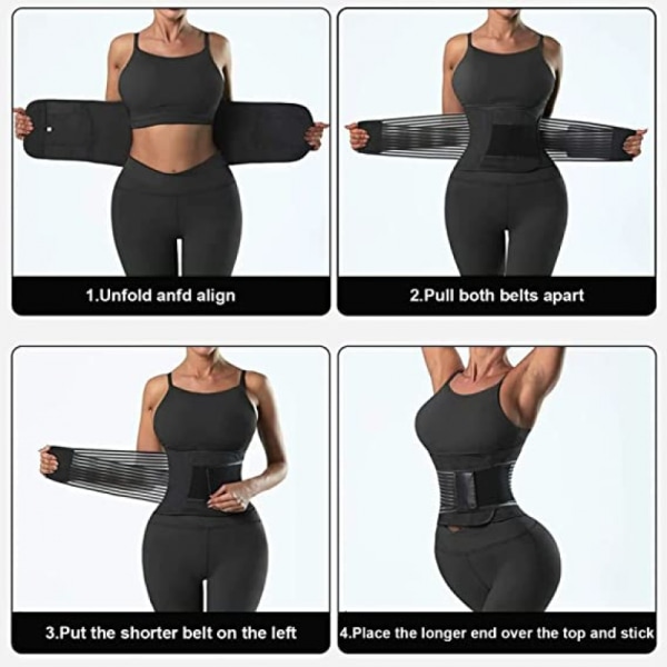 Waist trainer Korsetttrimmerbälte för kvinnor Midjeomlott träningstoppar Slimming Body Shaper-bälte (svart)