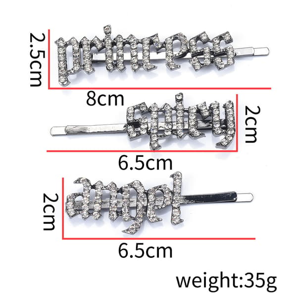 Brev rhinestones tredelt hårklippesett Hårtilbehør hodeplaggsett hårklips sideklips klips
