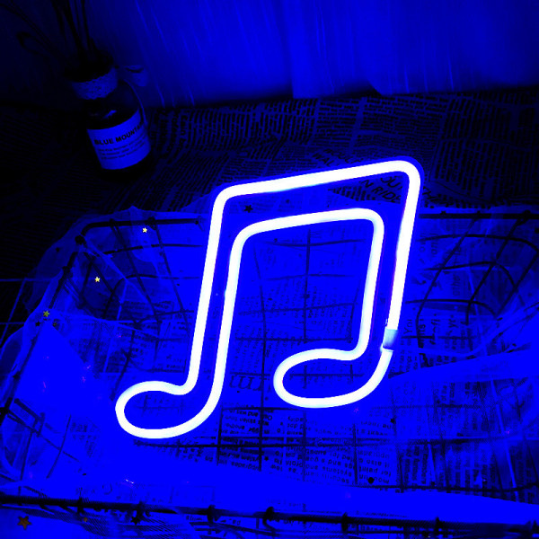 Musiknot Neonskyltar LED Neonljus USB eller batteridrivna LED Neonljusskyltar Tik Tok LED Nattljus för sovrum (blå)